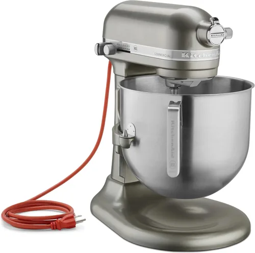 Miniatura 4 de KitchenAid KSM8990CU Mezclador comercial de encimera de 8 cuartos de galón, 10 velocidades, impulsado por engranajes, contorno plateado Plateado