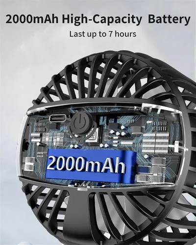 Miniatura 6 de GOTOTO Ventilador de clip, ventilador pequeño personal portátil recargable con batería de 2000 mAh, potente diseño de clip, 3 velocidades de viento