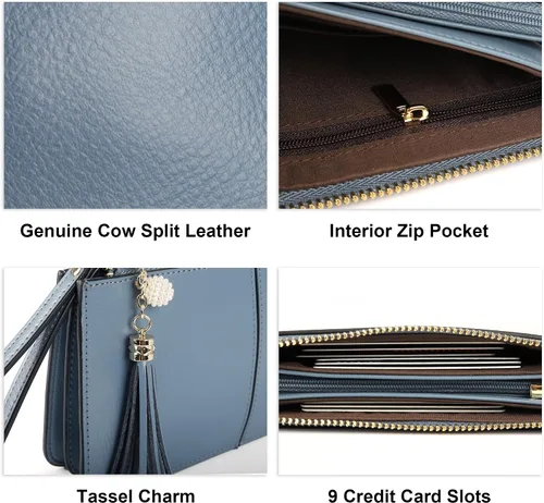 Miniatura 5 de Befen - Bolso clutch de mano de cuero con correa para teléfono celular, organizador de tarjetas