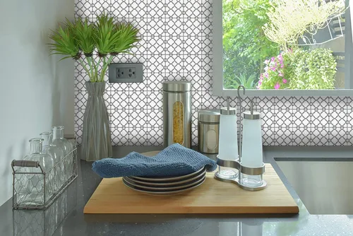 Miniatura 7 de Mi Alma calcomanías para azulejos en blanco y negro para despegar y pegar calcomanías de azulejos, 24 unidades, para azulejos de baño y cocina