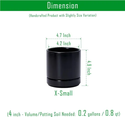 Miniatura 3 de D'vine Dev Juego de 4 macetas pequeñas de cerámica, maceta para suculentas de 3.5 pulgadas para plantas con orificio de drenaje y platillo
