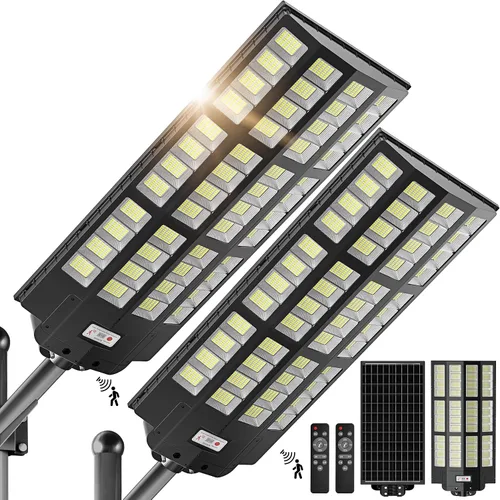 Miniatura 11 de Luces solares de calle de 8000 W para exteriores, gran angular, luces solares al aire libre del atardecer al amanecer, luz de estacionamiento