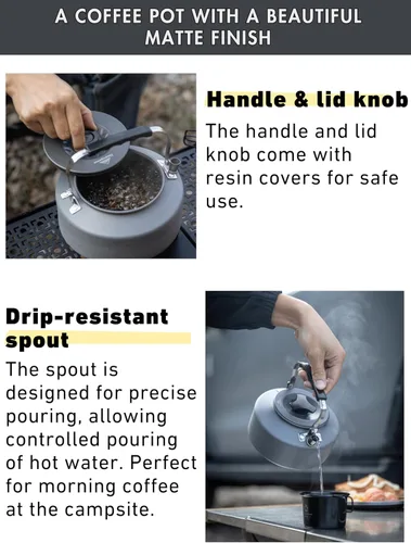 Miniatura 4 de CAMPINGMOON - Cafetera ultraligera portátil de 1 litro para acampar S1000
