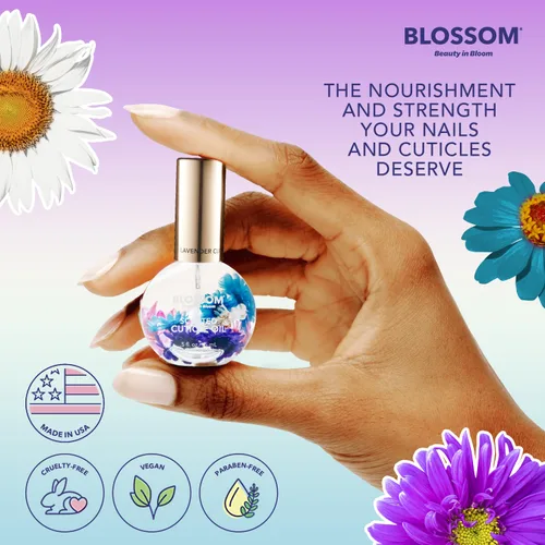Miniatura 5 de Blossom Hidratante, hidratante, fortalecedor, aceite perfumado para cutículas + todo natural orgánico a base de plantas, removedor de esmalte