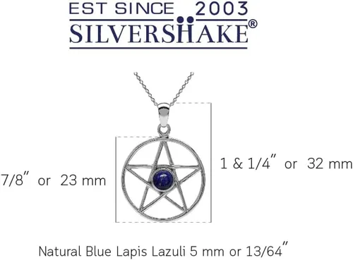 Miniatura 17 de Silvershake Colgante o colgante Wiccan de plata de ley 925 chapada en oro amarillo de 0.197 in con forma redonda de pentagrama de estrella
