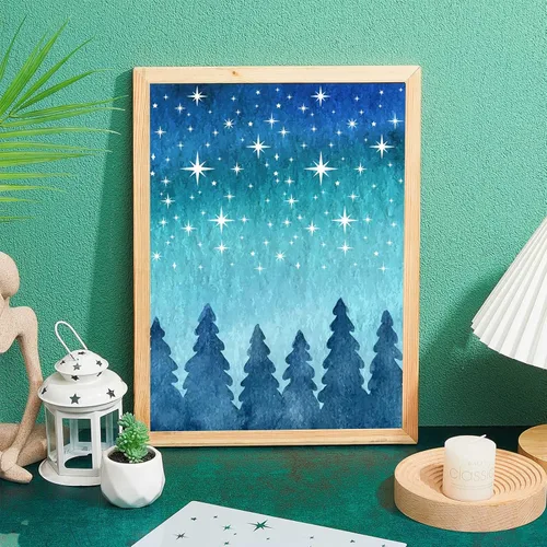 Miniatura 3 de Paquete de 4 plantillas de estrella para pintar estrellas en la pared, 4 tamaños, plantilla reutilizable de plástico, estrellas brillantes
