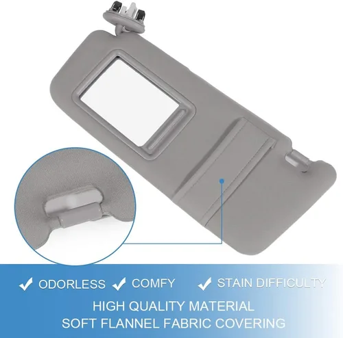 Miniatura 7 de ECCPP Parasol gris para el lado izquierdo del conductor para Toyota Camry Sedan de 4 puertas con luz de tocador para Toyota Camry Sedan de 4 puertas