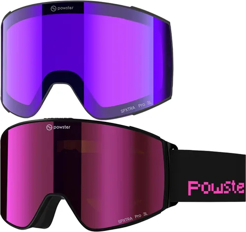 Miniatura 10 de Powster - Gafas de esquí OTG, gafas de snowboard magnéticas, lente intercambiable sin marco, protección UV, antiniebla, para patinaje móvil