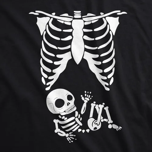 Miniatura 2 de Playera de disfraz para Halloween, diseño chistoso de esqueleto de bebé, para embarazadas, para madres.