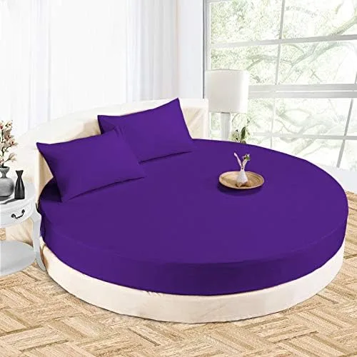 Miniatura 7 de Sábana bajera redonda 100% algodón de 800 hilos, 1 sábana bajera/inferior de 18 pulgadas de profundidad y 2 fundas de almohada, juego de sábanas