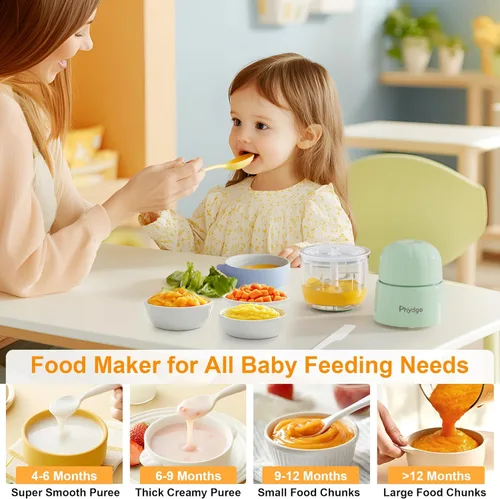 Miniatura 5 de Fabricante de Comida para Bebés, Licuadora Verde de Comida para Bebés, Fabricante de Puré de Comida para Bebés de 10 oz, Procesador de Alimentos