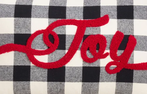 Miniatura 3 de SARO LIFESTYLE DAMA di Natale Collection Buffalo Plaid Joy - Almohada rellena de poliéster, 12 x 20 pulgadas, color negro