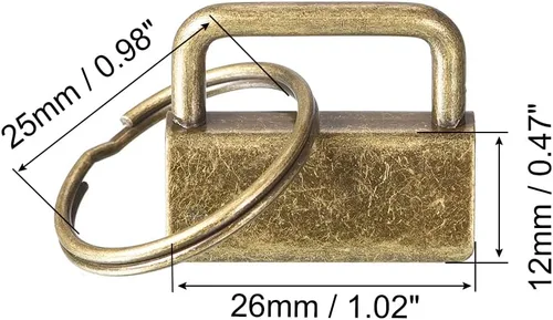 Miniatura 2 de uxcell 40 piezas de accesorios para llavero de 1.024 in/1 pulgada con llavero para correas de bolsa, pulseras, cordones, bronce oscuro