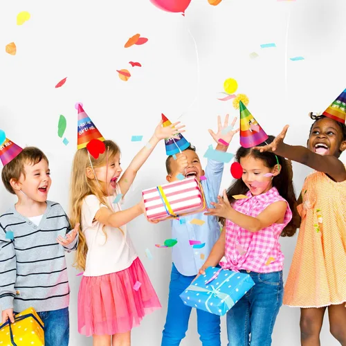 Miniatura 3 de Boao 20 sombreros de fiesta de cumpleaños arcoíris con pancarta de feliz cumpleaños, sombreros de cono coloridos para adultos y niños pequeños