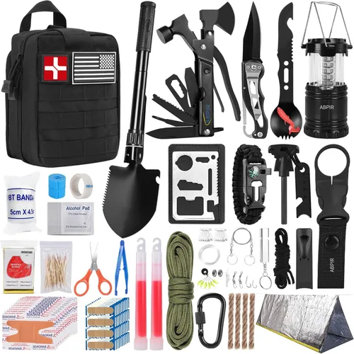 Kit de primeros auxilios de supervivencia de 171 piezas con equipo de supervivencia, suministros de primeros auxilios, tienda de campaña de