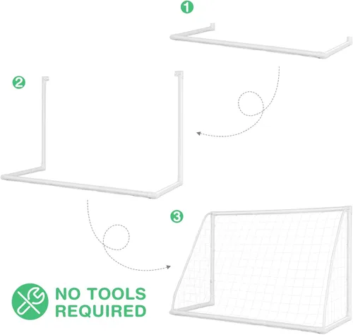 Miniatura 4 de GYMAX Portería de fútbol, porterías de fútbol para patio trasero con red para todo tipo de clima, estaca de tierra y bridas de cremallera, marco