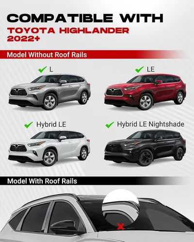 Miniatura 2 de HEKA Barras Transversales con Candado para Techo, Compatibles con Toyota Highlander 2020-2026 L & LE & Hybrid LE & Hybrid LE Nightshade