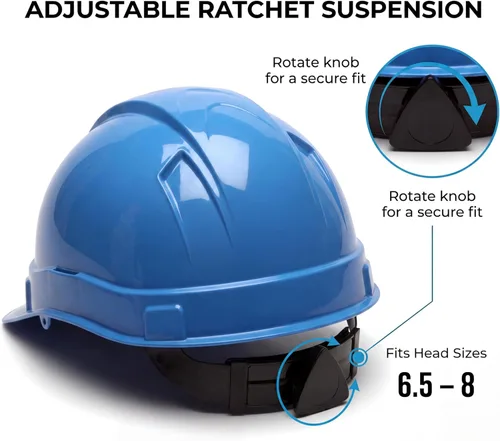 Miniatura 9 de Pyramex Ridgeline Cap Style 4 Point Ratchet Hard Hat Azul claro