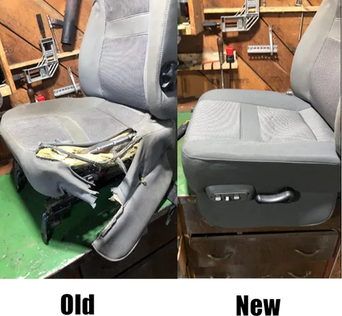 Miniatura 3 de GXARTS Funda de repuesto para asiento delantero del lado del conductor de tela gris compatible con Dodge Ram 2500 3500 4500 5500 2006 2007 2008 2009