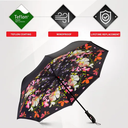 Miniatura 3 de Repel Umbrella Reverse Umbrella - Upside Down Inverted Reversible Wind Resistant Design - Teflon Canopy - Windproof Umbrella with Fiberglass Ribs