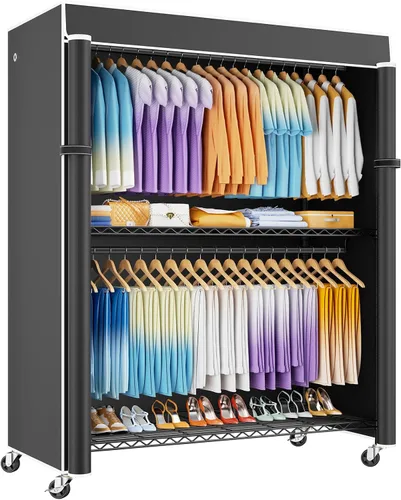 Miniatura 13 de ULIFHOME P8C Pro - Perchero resistente (con diseño de ancho extendido) para colgar ropa con ruedas bloqueables, 42 pulgadas de ancho x 15.8 pulgadas