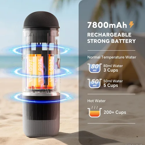 Miniatura 3 de Cafetera eléctrica portátil para café molido y cápsulas NS, tecnología de calentamiento rápido con USB-C, perfecta para RV, senderismo, camping