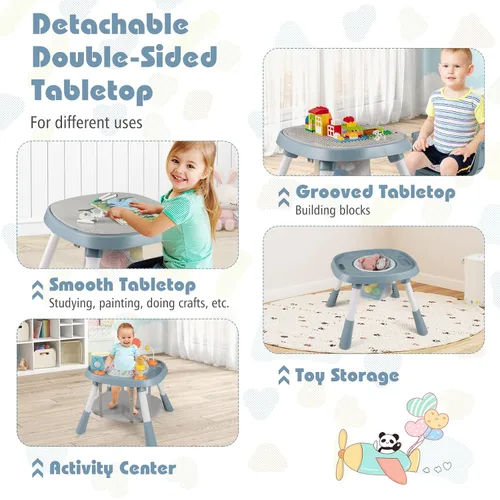 Miniatura 8 de HONEY JOY Silla alta 16 en 1 para bebé, silla alta convertible para bebés y niños pequeños/asiento elevador/centro de actividades con juguetes, mesa