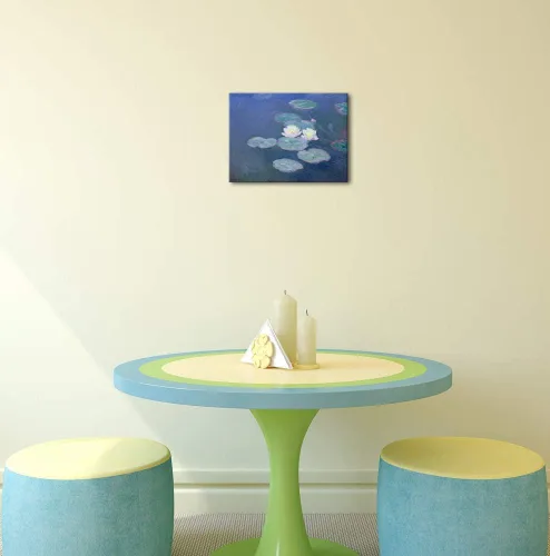 Miniatura 8 de Wieco Art Lienzos de nenúfares - Arte de pared de Claude Monet famosas pinturas al óleo florales de reproducción estirada y enmarcada con imágenes