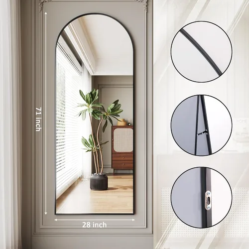 Miniatura 5 de AUYHM Espejo de Pared de Cuerpo Completo 18"x58", Espejo de Suelo Arqueado, Espejos de Pared de Cuerpo Completo, Espejos de Pared Arqueados, Espejo