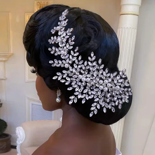 Peine de pelo de boda de cristal, accesorios para el cabello nupcial con perlas y diamantes de imitación, peines laterales para mujeres y niñas