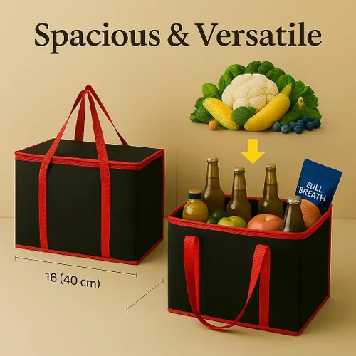 Miniatura 6 de musbus - Juego de 2 bolsas térmicas plegables y reutilizables Jumbo Chillout, bolsa de entrega de alimentos aislada y reutilizable para comestibles