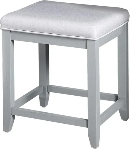 Crosley Furniture Vista - Silla de tocador de maquillaje con asiento tapizado, color gris vintage