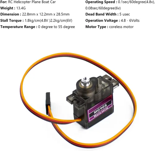 Miniatura 5 de Hosyond Paquete de 5 MG90S Servo 9G Servo Metal Gear Micro Servo para Arduino Project RC Helicóptero Aviones Barco Robot Car