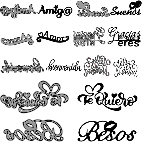Paquete de 8 troqueles españoles para hacer tarjetas, álbumes de recortes, alfabetos, troqueles de corte de metal, para manualidades, manualidades,