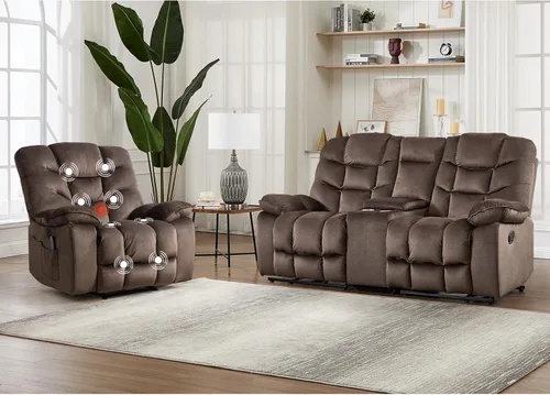 Miniatura 17 de HAOMARKETS Silla reclinable eléctrica con masaje y calor, sillas reclinables eléctricas de 41 pulgadas de ancho con puerto USB, sofá reclinable