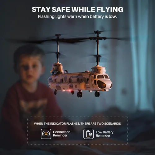 Miniatura 12 de SYMA Helicóptero de control remoto, helicóptero RC de transporte militar S52H con retención de altitud, despegue y aterrizaje con una tecla, luz