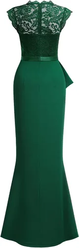Miniatura 4 de MISSMAY Vestido largo de boda formal sin mangas con encaje floral retro para mujer