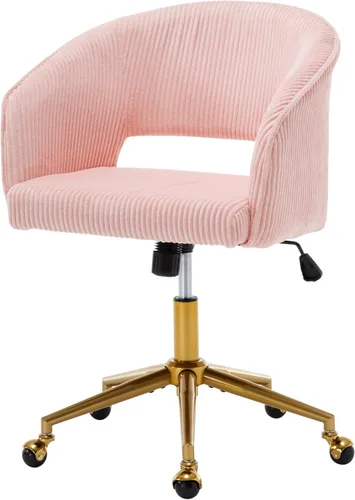 Miniatura 13 de Westice Juego de 1 silla de escritorio de terciopelo para oficina en casa, sillas modernas copetudas con patas de metal dorado, sillón tapizado