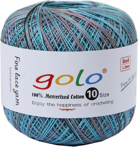 Miniatura 122 de Golo - Bolas de hilo para crochet de algodón tamaño 10, color algodón para crochet D-Fresa D078-fresa