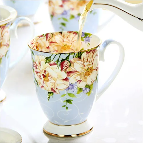 Miniatura 3 de Taza de café 10.1 fl oz, taza de cerámica de porcelana de hueso, tazas café pintura floral, presente creativo, ceremonia vintage