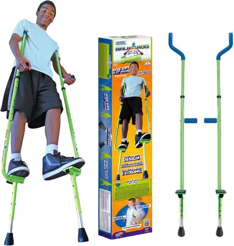 Miniatura 8 de Zancos ajustables Walkaroo Xtreme de acero de Geospace para niños - Juego interior/exterior, ejercicio, zancos de acero para adultos - Hasta 250 Rojo