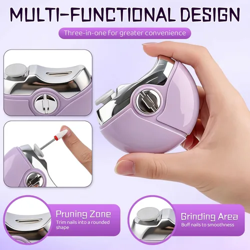Miniatura 3 de Cortaúñas eléctrico, 2 en 1, cortaúñas automático, con 2 velocidades ajustables, recortador de uñas para personas mayores, adultos (caqui)