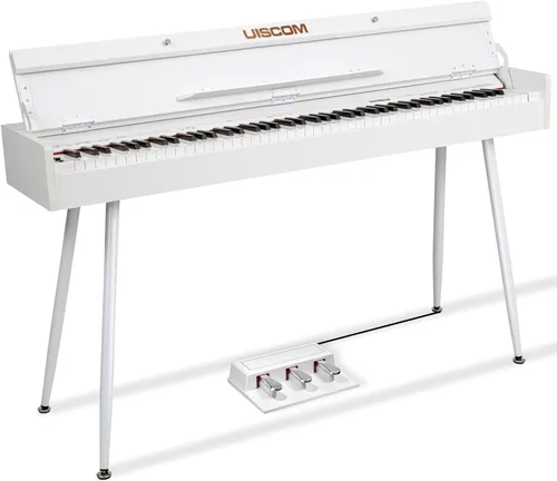UISCOM 88 teclas ponderadas Piano digital para el hogar - Piano eléctrico de escritorio de madera se transforma entre escritorio y tocador - Teclado