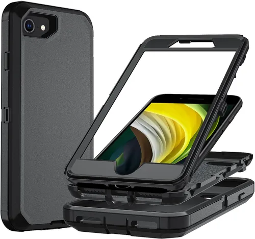 Miniatura 50 de Funda para iPhone X/i Phone Xs, 3 capas duradera funda de teléfono resistente protección para teléfono, a prueba de golpes a prueba de caídas a Negro