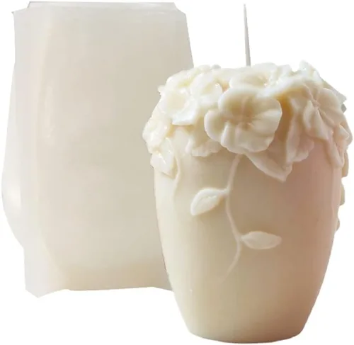 Tone Fun Moldes de silicona cilíndricos 3D para hacer velas, resina, velas de aromaterapia, jabón de cera hecho a mano, decoración del hogar, Flor