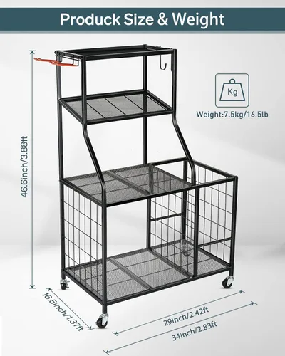 Miniatura 6 de AHOWPD Estante de pesas para gimnasio en casa, estante de almacenamiento para esterilla de yoga, estante de almacenamiento para mancuernas y pesas