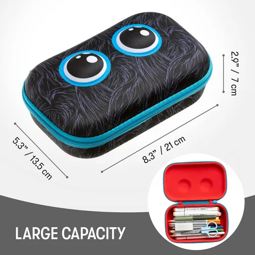 Miniatura 2 de ZIPIT Caja de lápices Beast para niños, estuche divertido de gran capacidad para la escuela, caja organizadora de papelería, color negro