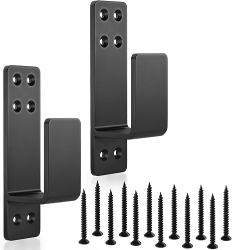 Soportes de barricada de puerta de 2 x 4 resistentes, 2 piezas, soportes para barra de puerta, para seguridad en el hogar, color negro