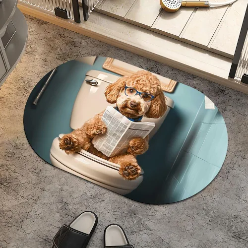 Un Golden Doodle Feliz, alfombra de baño súper absorbente de secado rápido, base de goma antideslizante, fácil de limpiar, alfombras de baño