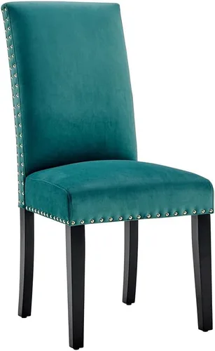 Miniatura 10 de Modway Parcel Performance - Juego de 2 sillas auxiliares de terciopelo para comedor, color azul marino